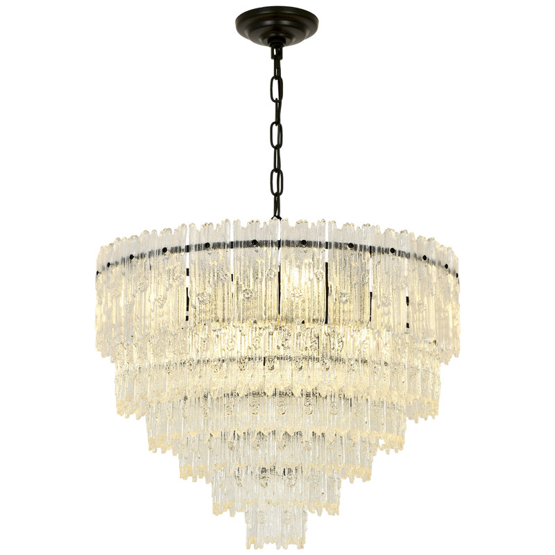 Empire Chandelier with Crystal Accents, 41cm H 41cm W 56cm D, Matte Black