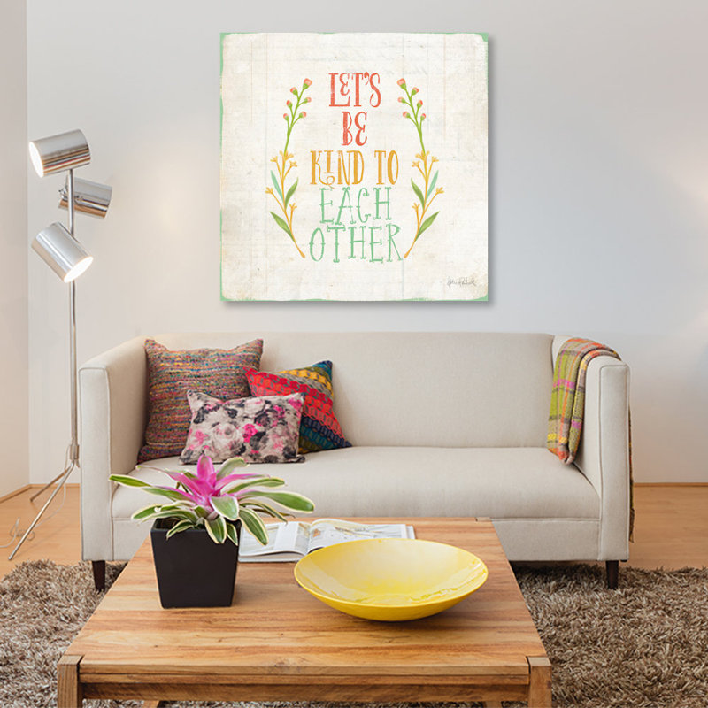 « be kind i », art textuel sur toile, H 37 po x l 37 po x P 1,5 po