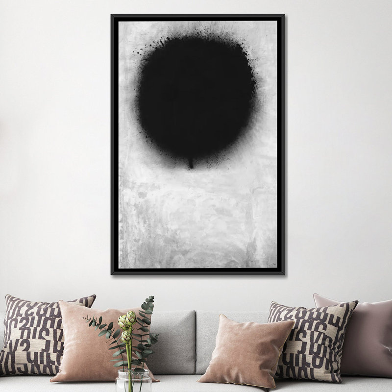 Albree Modern a NEGative Sun, impression sur toile, H 60 po x l 40po x P 1,5 po, Toile avec cadre flottant noir, Pas de tapis