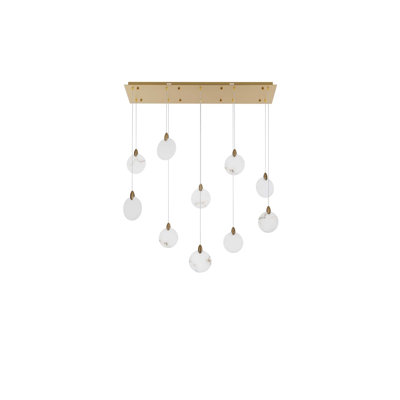 Avery 42 inch Rectangle Alabaster Pendant in Satin Gold
