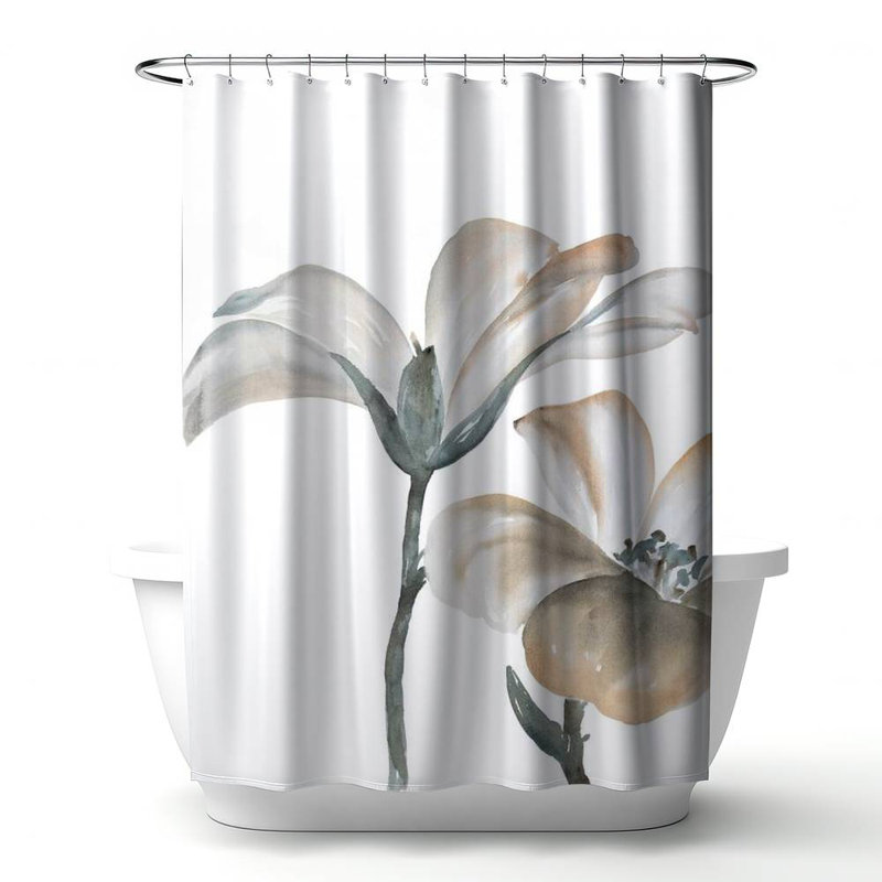 Floral – Polyester Shower Curtain, Dye Sublimation Print, 71" W × 74" L