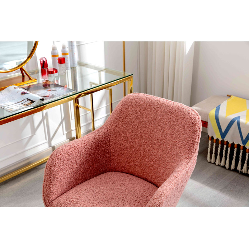 Lekayla Office Chair, Dark Pink Teddy