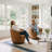 Genuine Italian Leather Swivel Barrel Accent Chair with Wood Base, Fully Assembled-1160651035
