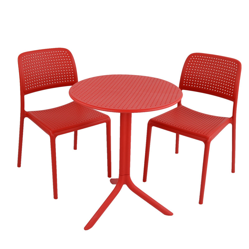 Fordham 2 - Person Patio Dining Set with Round Table, Red