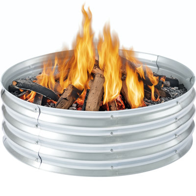 Multiple Sizes Silver Round Galvanized Steel Fire Pit Ring, Steel Fire Pit In-ground