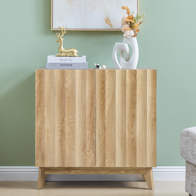 30.7"Mid Century 2-Door Accent Cabinet, Yellow