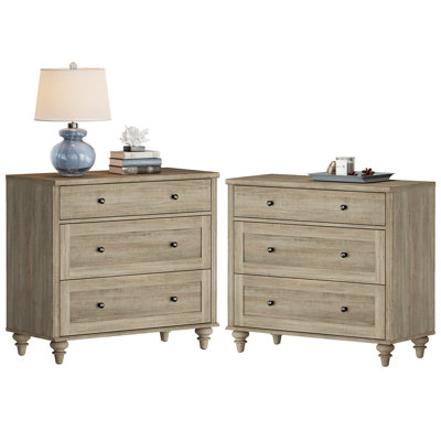 Set Of 2 End Table With Drawers, Mid Century Modern Wooden Closet Storage Organizer