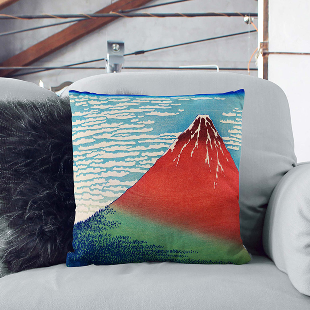Fine Wind, Clear Morning by Katsushika Hokusai Cushion with Filling