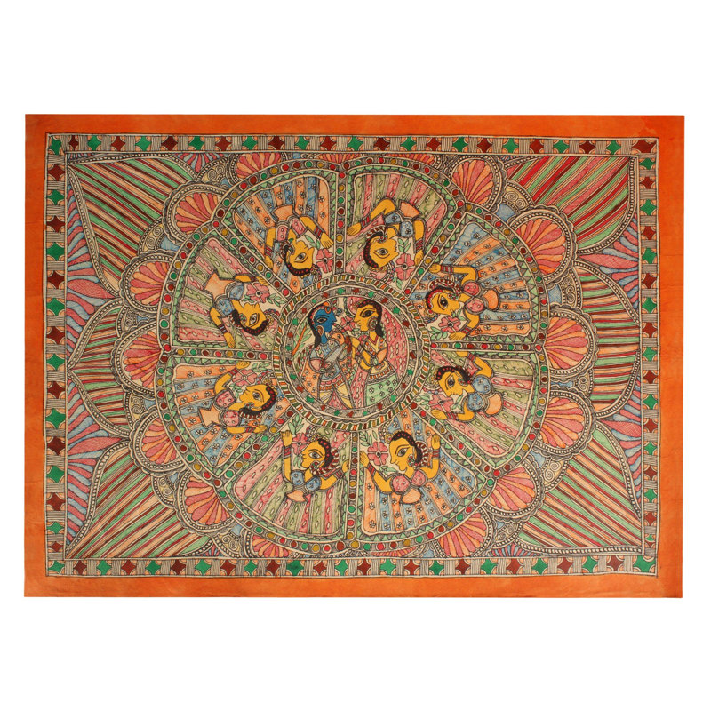Art de Radha Krishna et Ashtabharya Mandala | Madhubani Peinture
