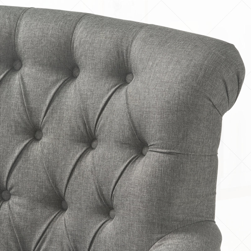 33.5" Wide Tufted Armchair, Dark Grey Fabric