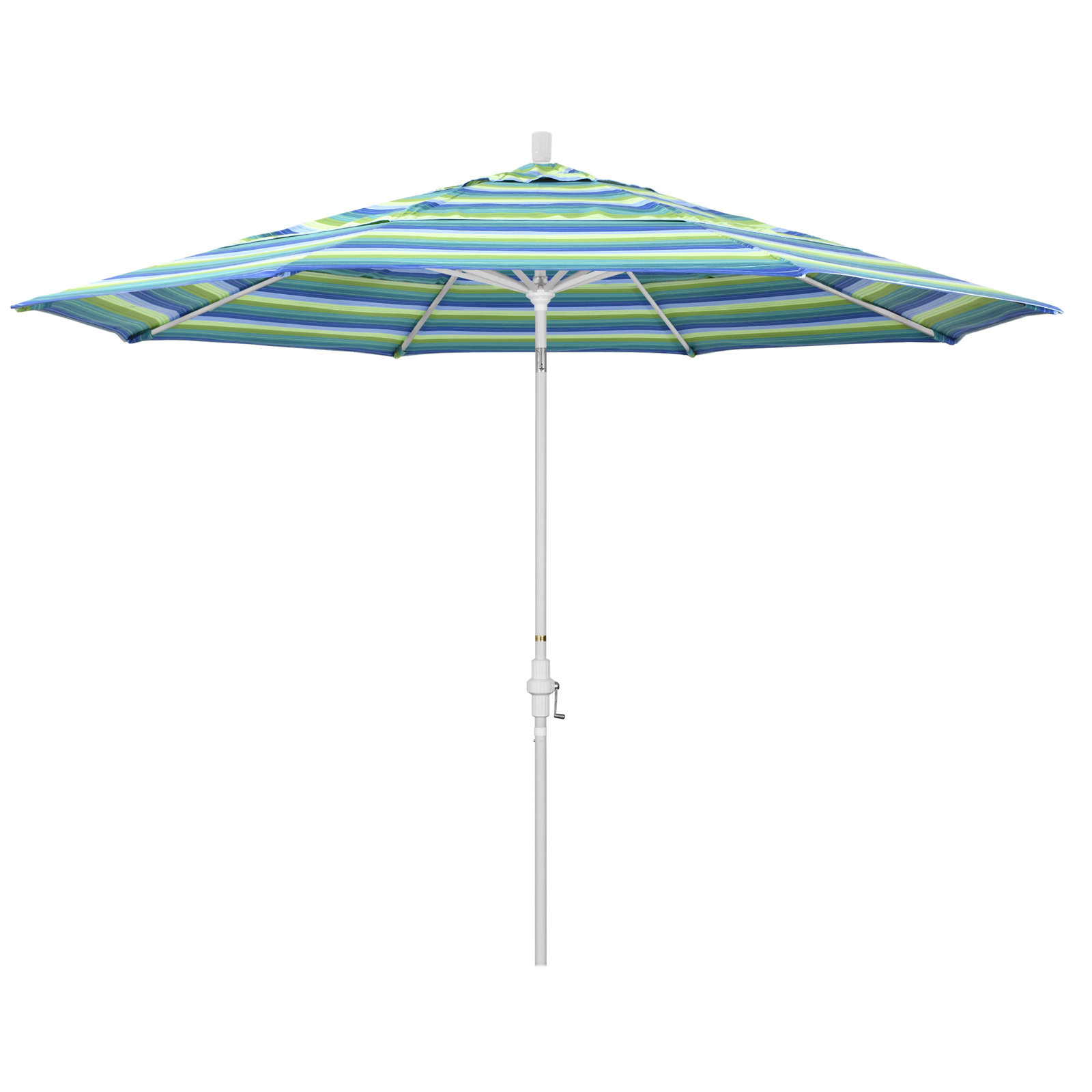 Broadmeade 132'' Sunbrella® Outdoor Umbrella, Seville Seaside Stripe Sunbrella®, Matted White