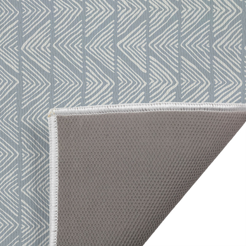 Chev Wave Stripe Outdoor Doormat, 21" W x 34" L, Slate Blue
