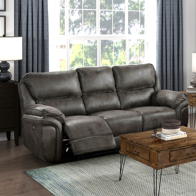 Ensemble de canapé de salon moelleux 2pc avec canapé inclinable électrique et causeuse gris