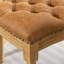 Ensemble de 2 chaises d'appoint de salle à manger, similicuir orange riche avec garniture cloutée, pieds en bois massif, dossier haut
