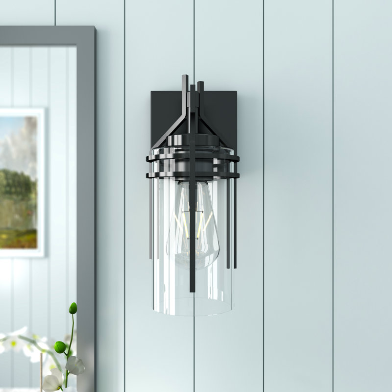 Moncayo 1-Light Modern Dimmable Flush Mounted Wall Sconce in Matte Black with Clear Glass Shade