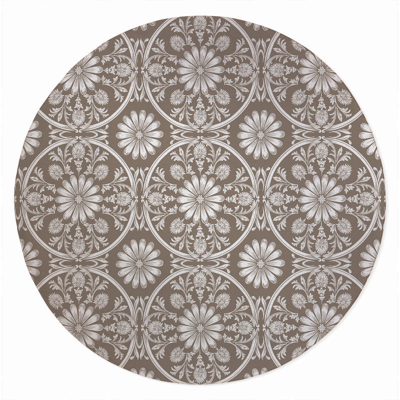 Daisy Tile Outdoor Area Rug, Round 5'