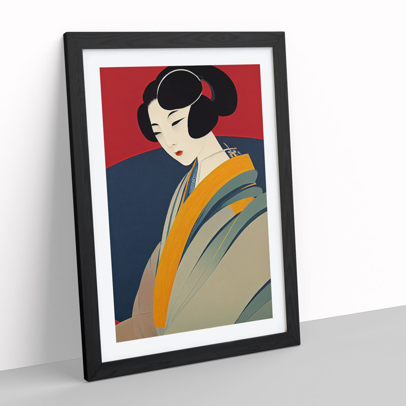 Artful Geisha No.4 - Single Picture Frame Print, Black Framed, 46cm H x 34cm W x 2cm D