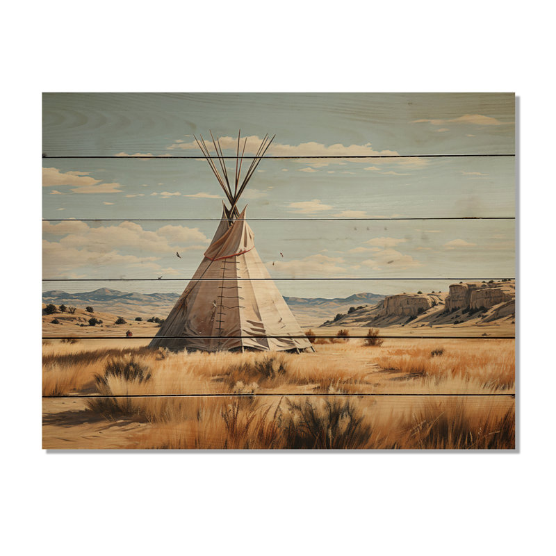 " Beige Native Tipi Whispers Of Spirit ", 10" H x 20" W x 0.78" D