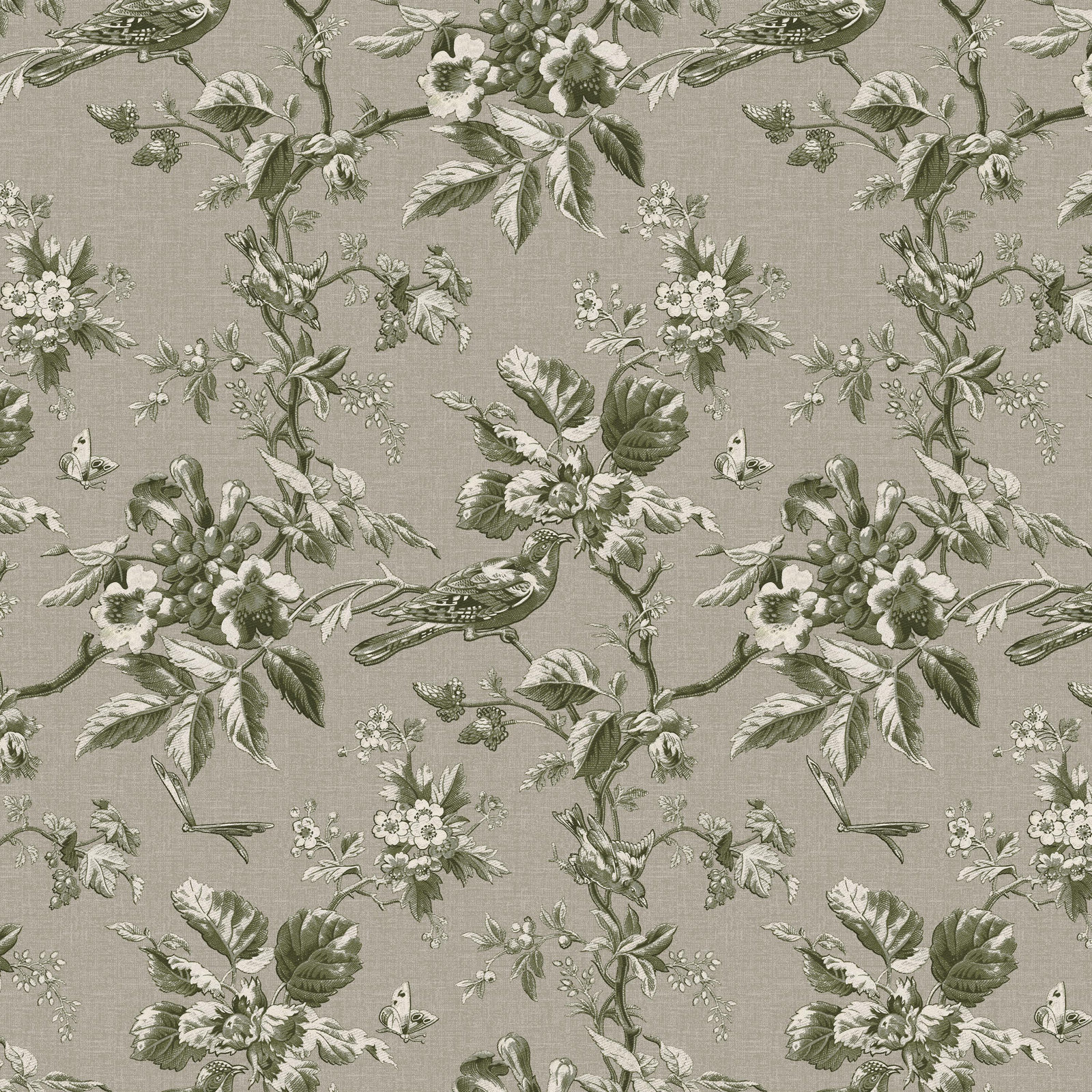 Stoffer Home x Cloth and Co. Marisa Bed, California King, Michigan Bird Toile Olive