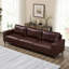 Canapé trois places de luxe de 112 po bordeaux, revêtement en cuir PU respirant, structure en bois massif et confort d'assise optimal pour salon, style milieu du XXe siècle, appartement