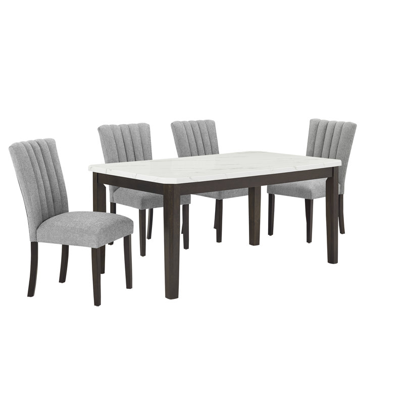 4 - Person Faux Marble Top Four Leg Dining Set