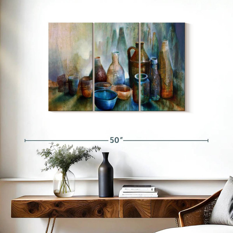 Senne nature morte avec bol bleu, H 24 po x l 38 po