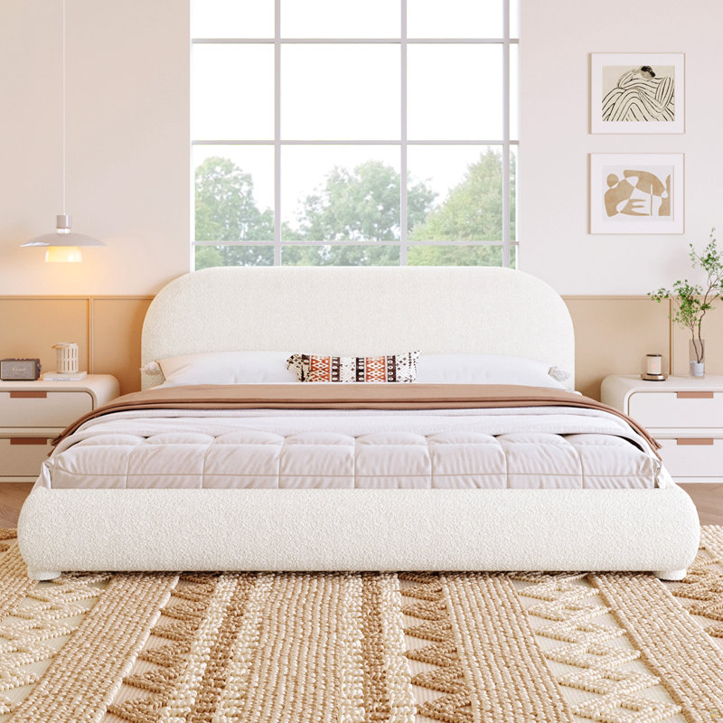 Lit tapissier en tissu, très grand, Cream