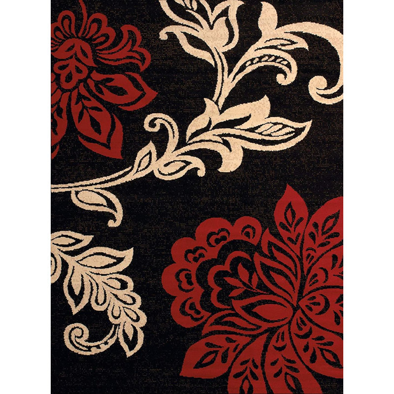 Tapis rouge / beige Plattsmouth, Rectangle 5 pi 3 po x 7 pi 2 po