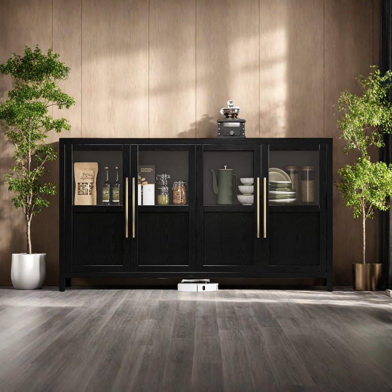 Storage Cabinet With Glass Doors,multifunctional Accent Storage Cabinet Table