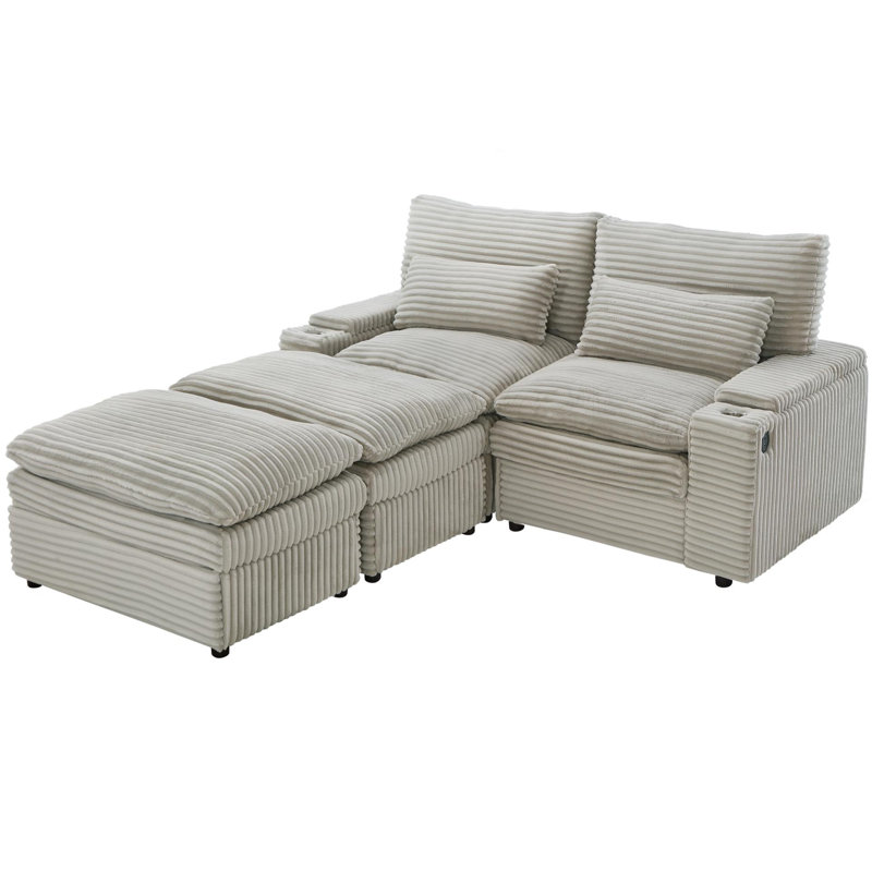 Free-combined Sectional Convertible Sofa Bed Loveseat Sofa, Gray