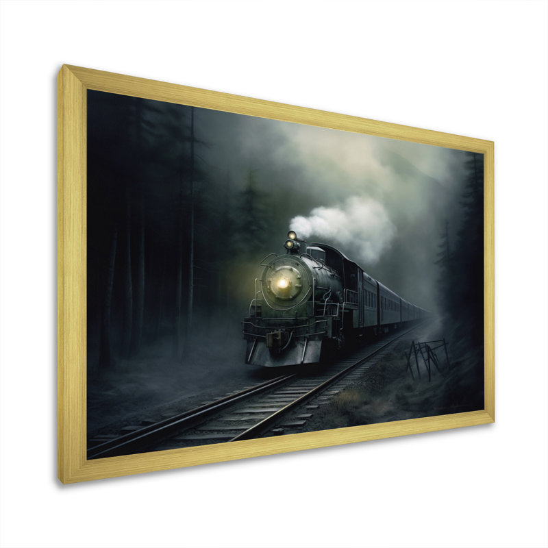 Train Atmospheric Whispers I - train, art mural, Encadrement doré, H 24 po x l 32 po x P 1 po