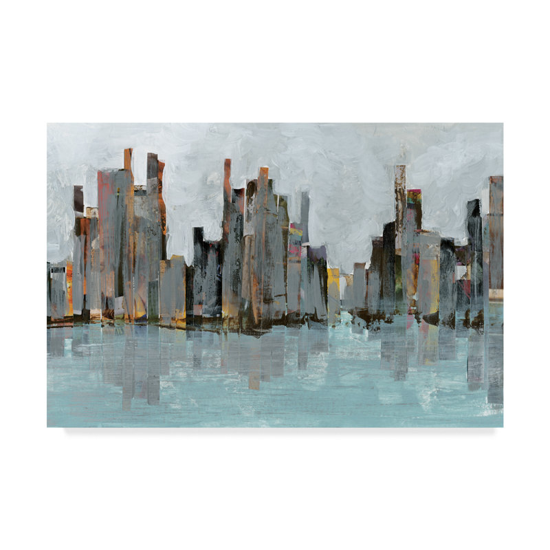 « second city i », reproduction de peinture à l’acrylique sur toile tendue, H 22 po x l 32 po x P 2 po