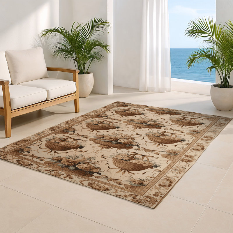 Tapis d'intérieur et d'extérieur brun français, Rectangulaire 2 pi x 3 pi