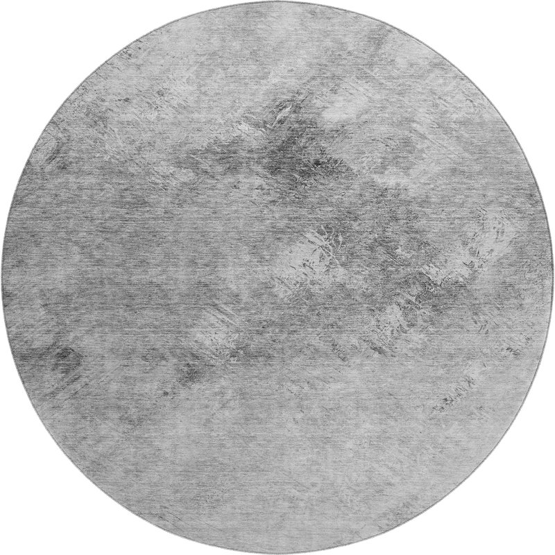 Premium Machine Washable Cerrito AMF590 Silver Rug, Round 8'