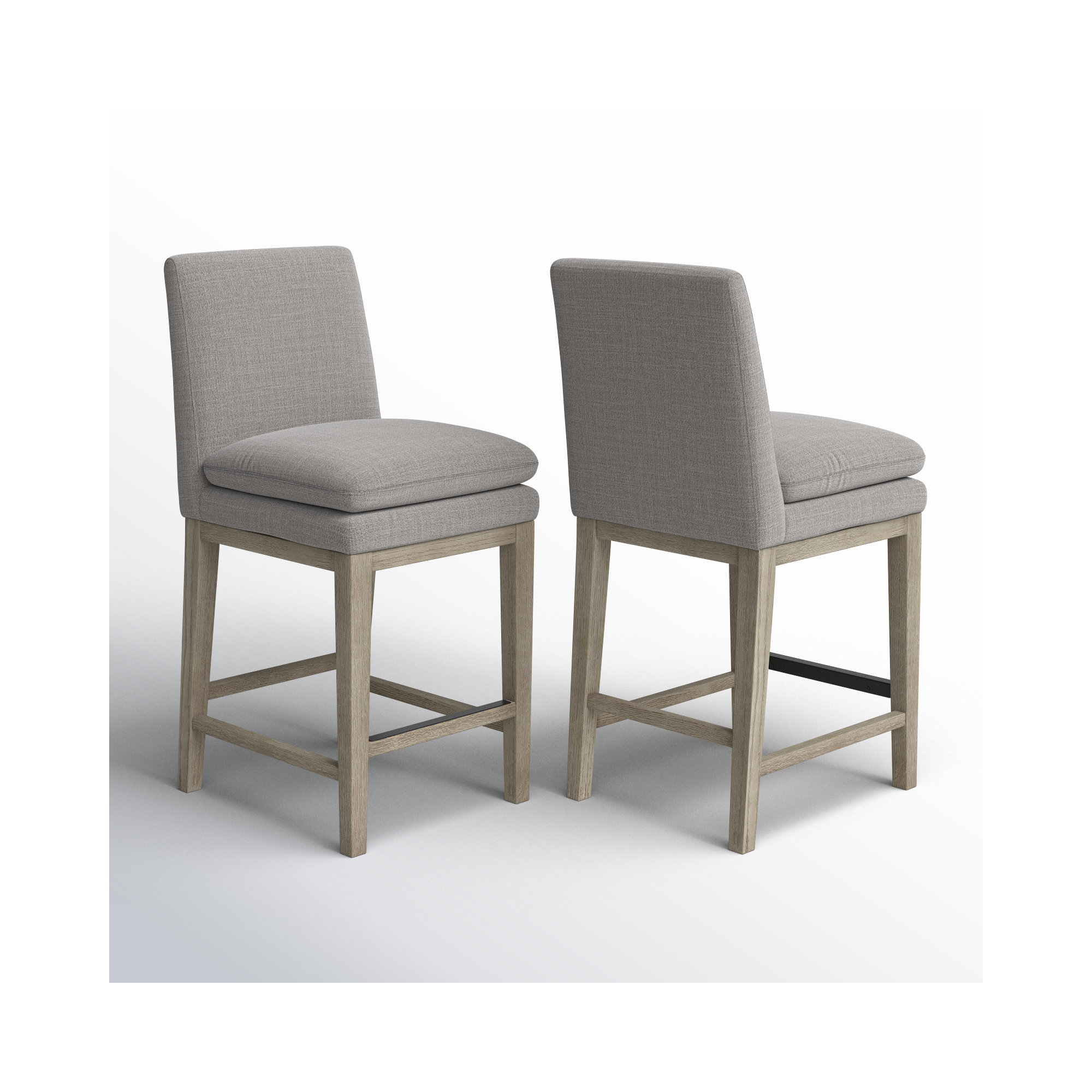 Bethea Upholstered Counter Stool (Set of 2), Effie Flint Performance Linen