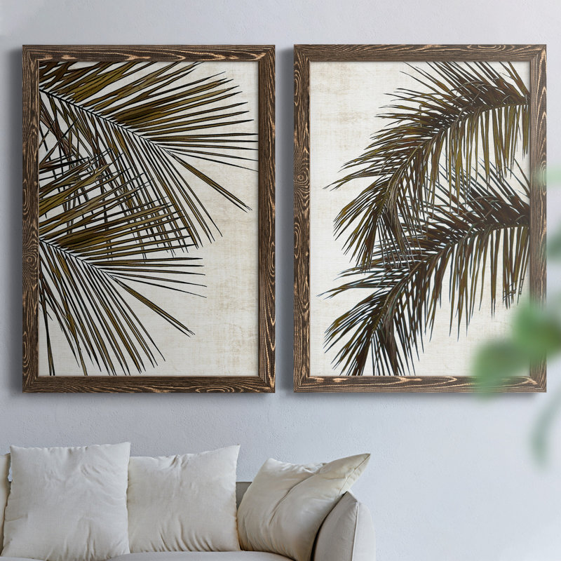 Palm I - ensemble de 2 peintures sur toile encadrées, H 20 po x l 34 po x P 1,5 po, Noyer