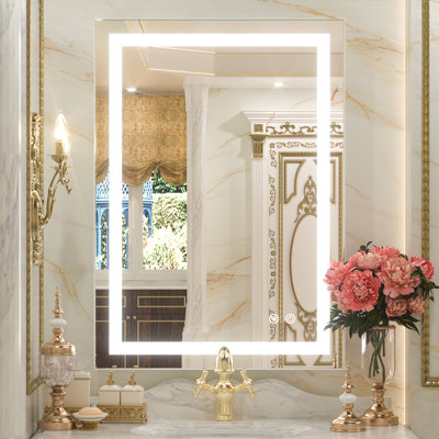 Lashaunte Rectangular  LED Bathroom Vanity Mirror with 3 Color Adjustable Lighted and Memory Function