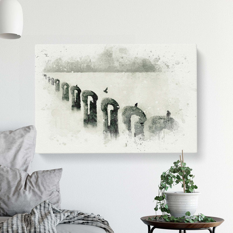 Perched Pigeons In Abstract - Wrapped Canvas, 50cm H x 76cm W x 3cm D