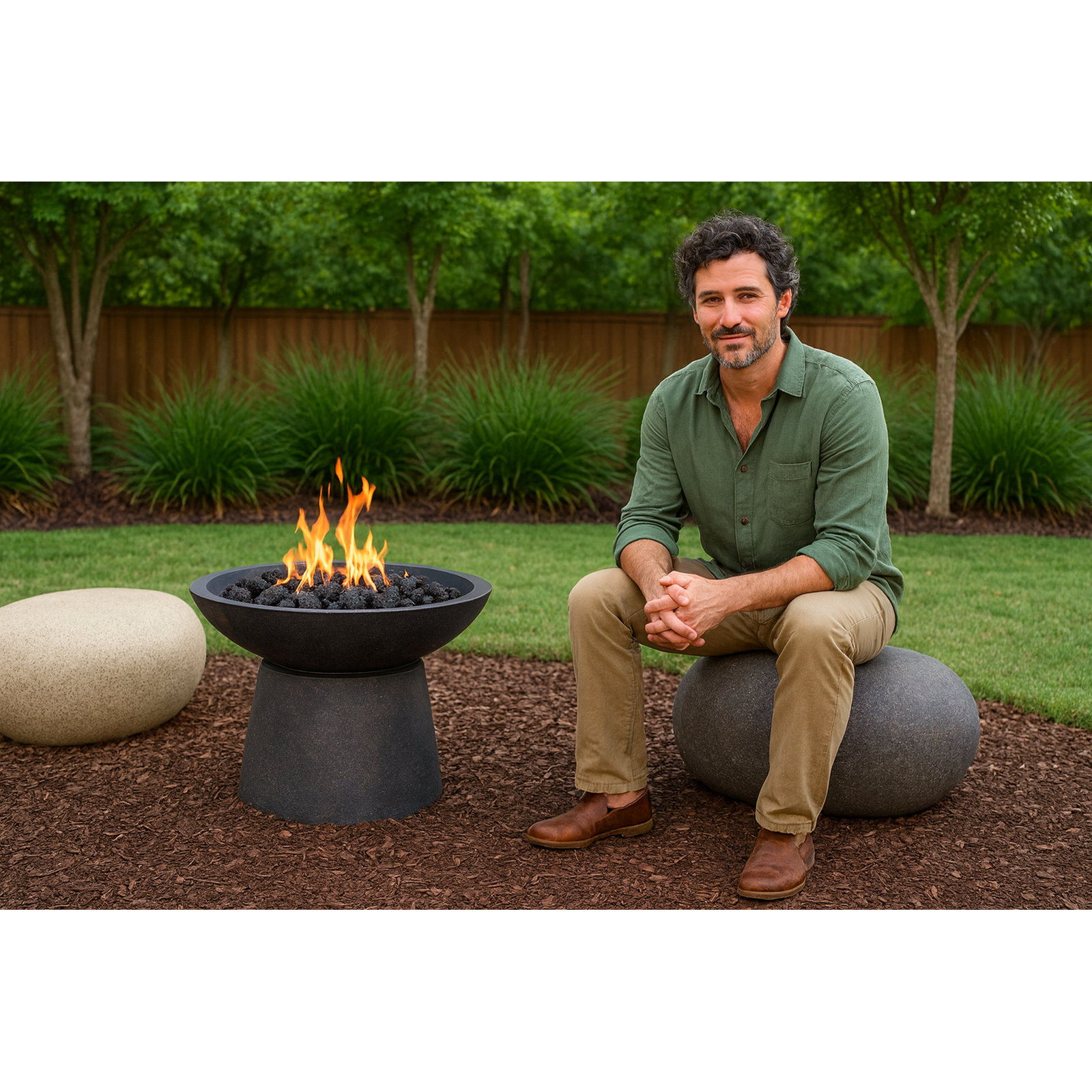 Lightweight Rock Garden Bench , Borocay Sand, 18" H x 24" W x 20" D