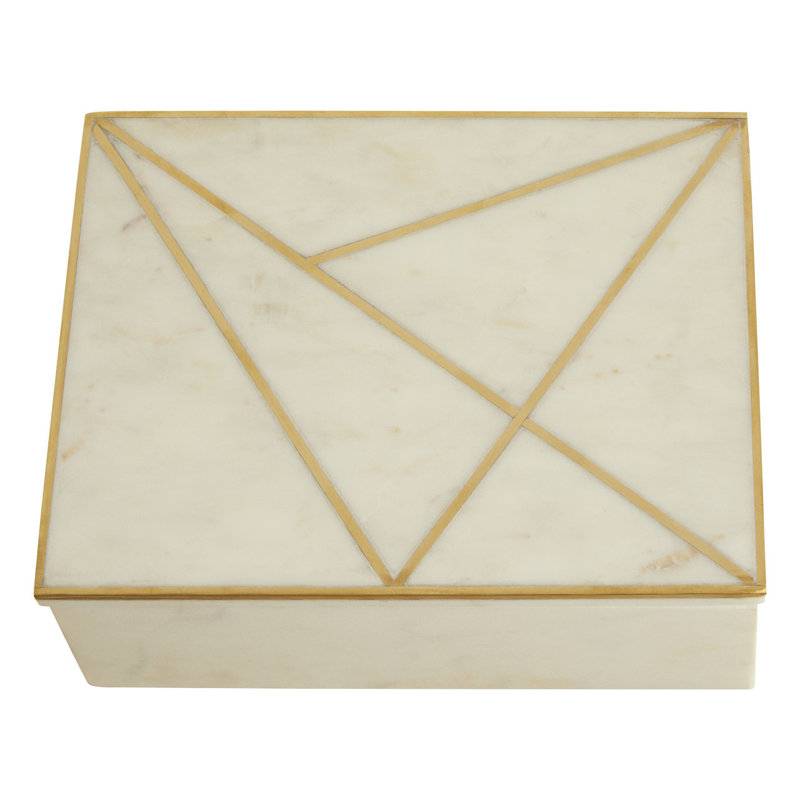 Siri Handmade Marble Decorative Box, 8cm H x 23cm W x 18cm D