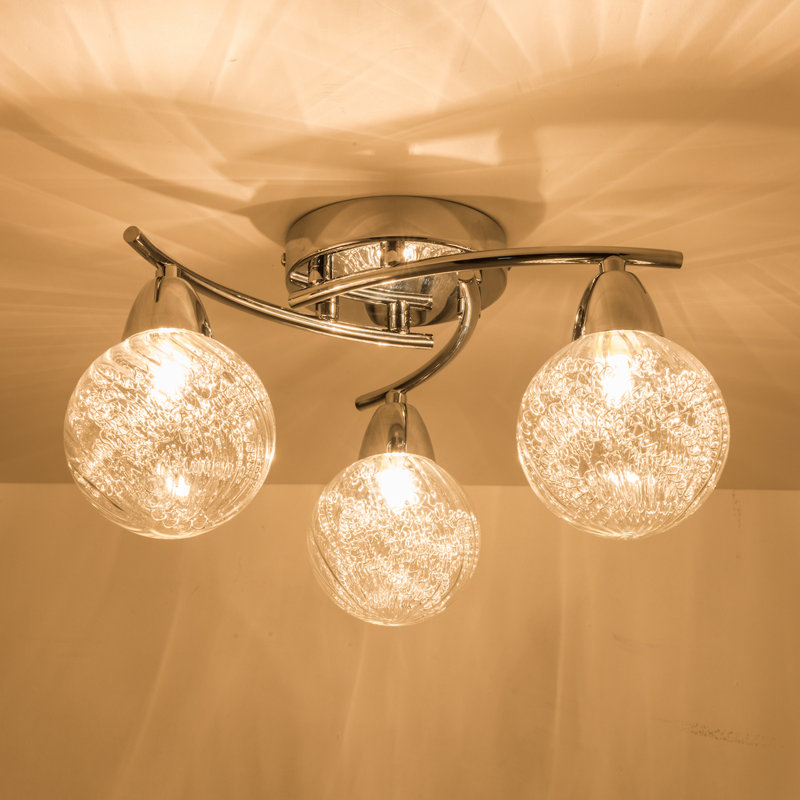 Louth Glass Semi Flush Mount, Warm White