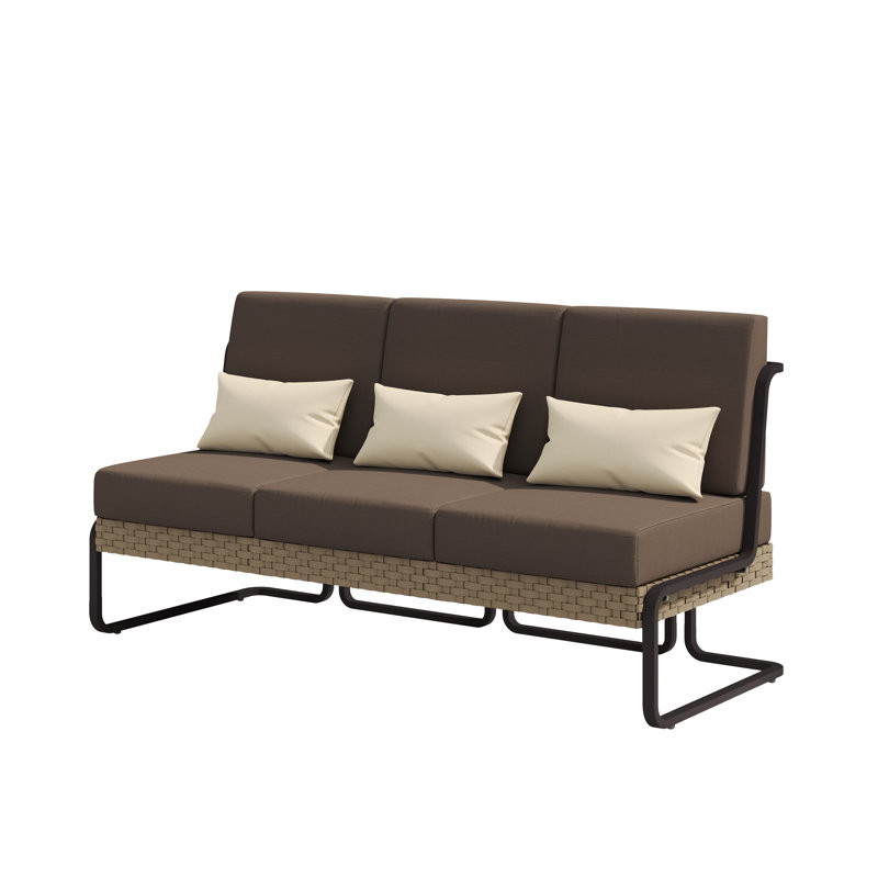 Canapé d'extérieur en aluminium et osier avec coussins et coussins