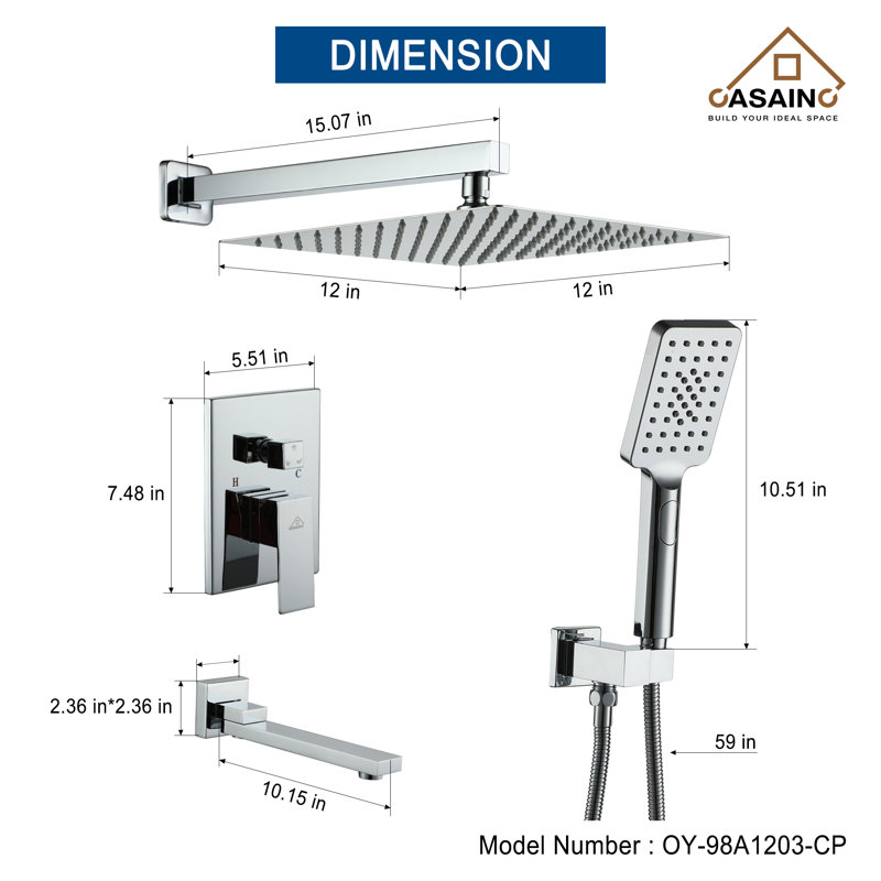 All-In-One Kit with Rough in-Valve, Chrome