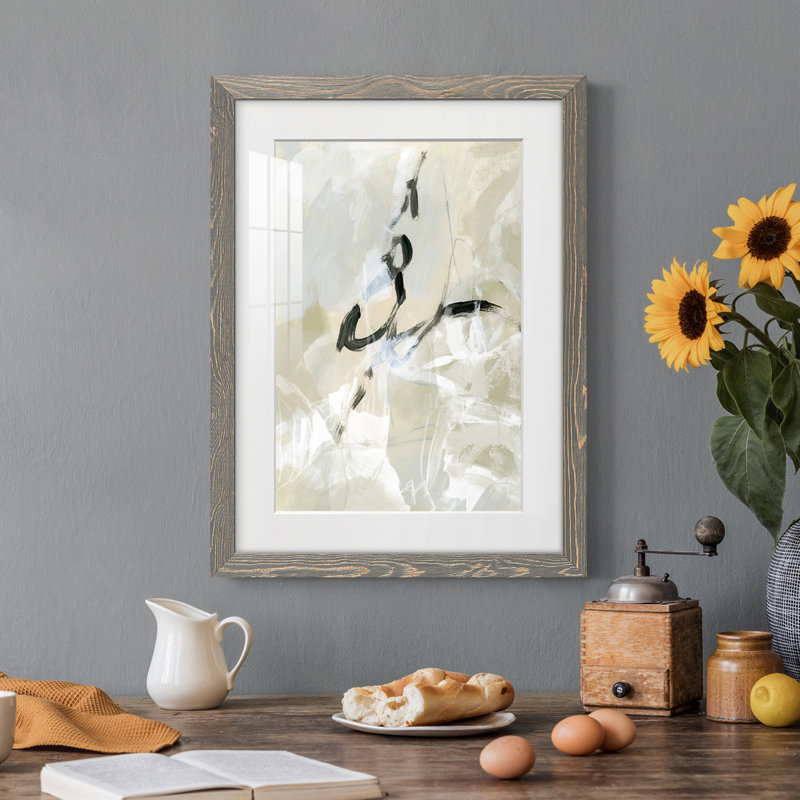 Scribble Veil I - peinture encadrée, Cadre gris, H 37,5 po x l 27,5 po x P 1 po