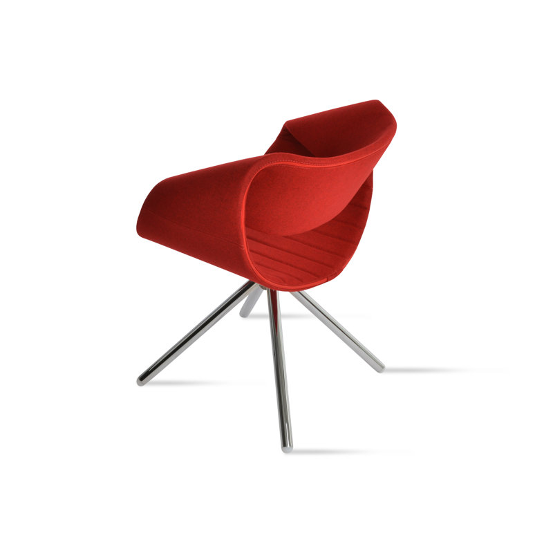 Chaise avec accoudoirs pivotante Seminyak, Rouge, Chrome