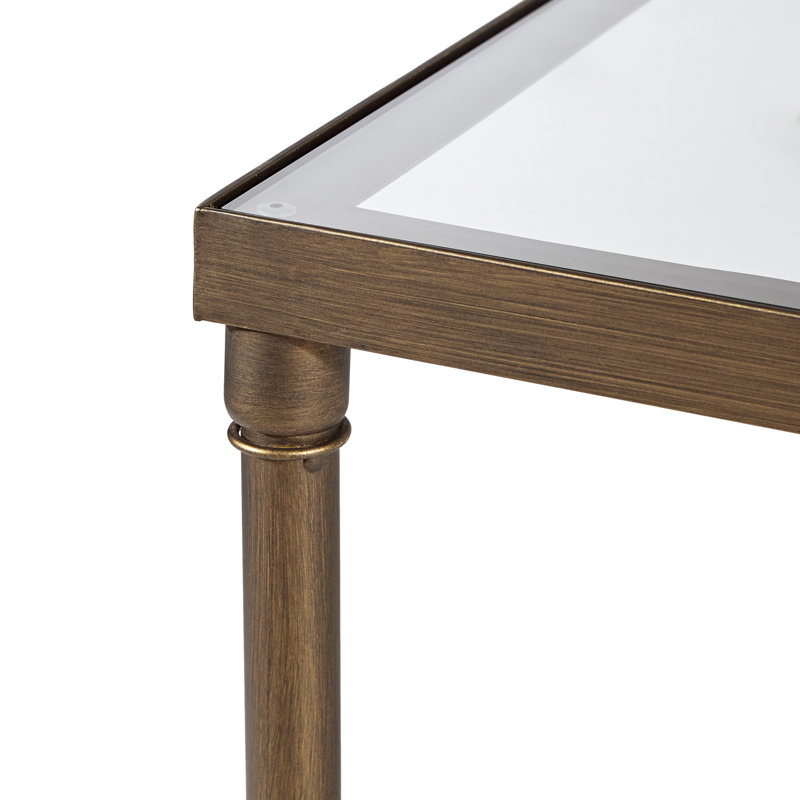 Bronze Rectangular Glass Top Cocktail Table with X-Base