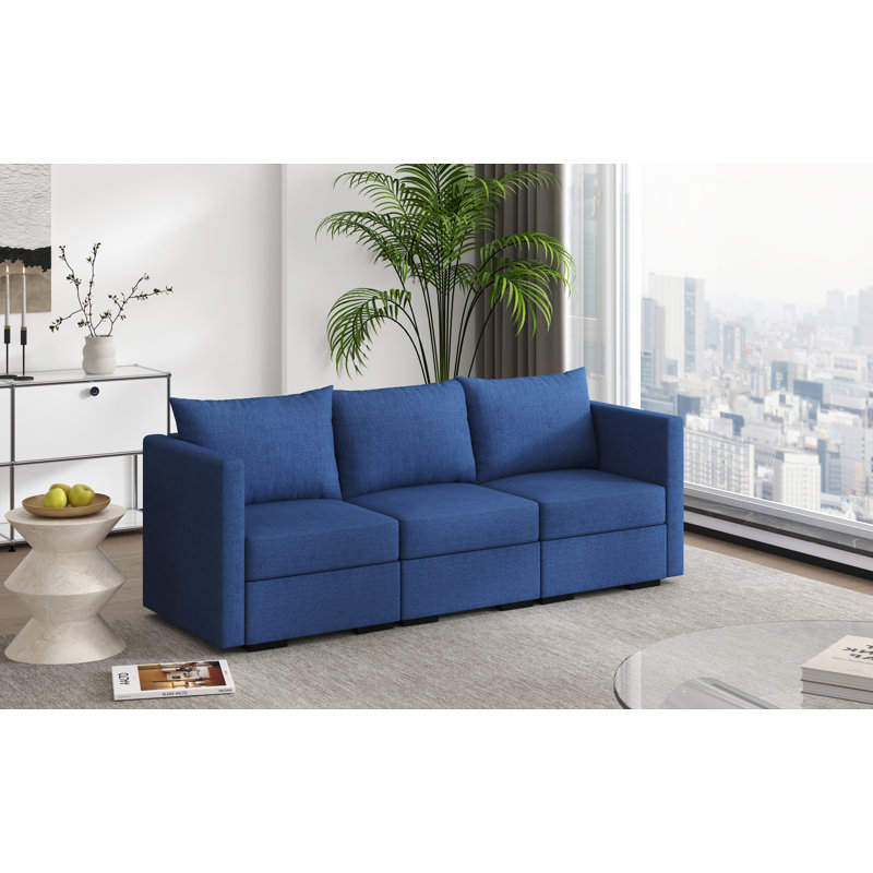 Canapé modulaire convertible 3 places Malena, Bleu