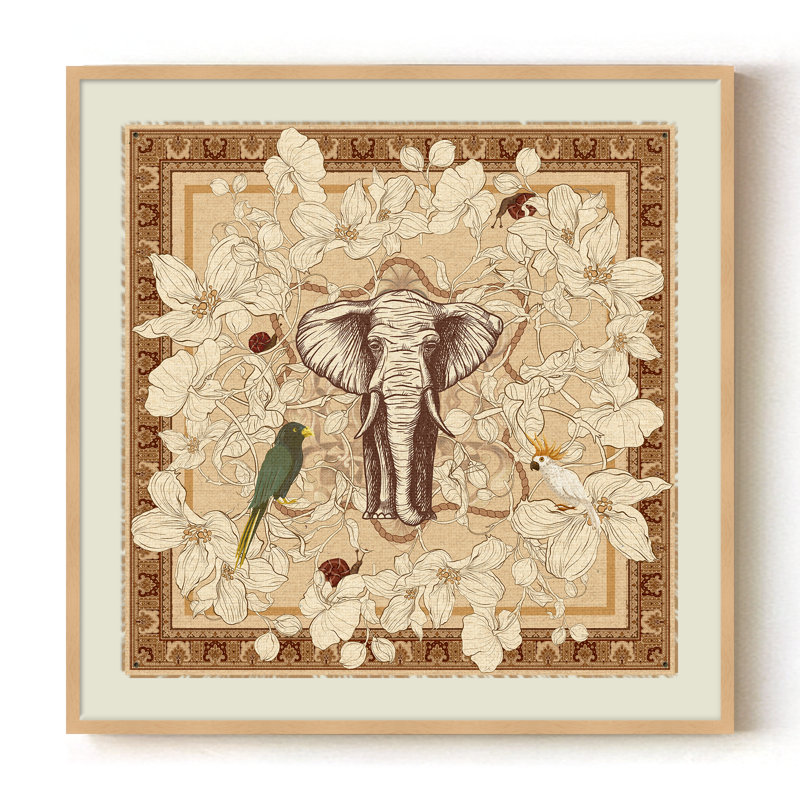 Elephant Reverie, Tan, 20" H x 20" W