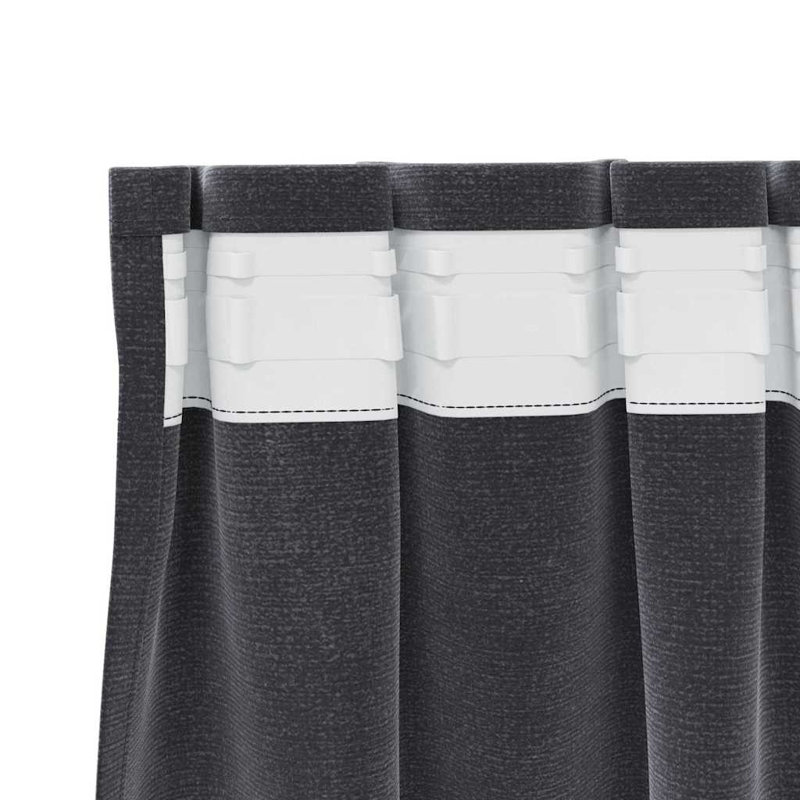 Curtains With Curtains 2 Pcs Polyester, Dark Grey, 140cm Width x 260cm Drop