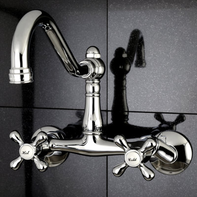 Kingston Brass Vintage Double-Handle 2-Hole Wall-Mount Bridge Kitchen Faucet